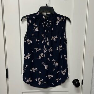 Ann Taylor Sleeveless Blue Blouse